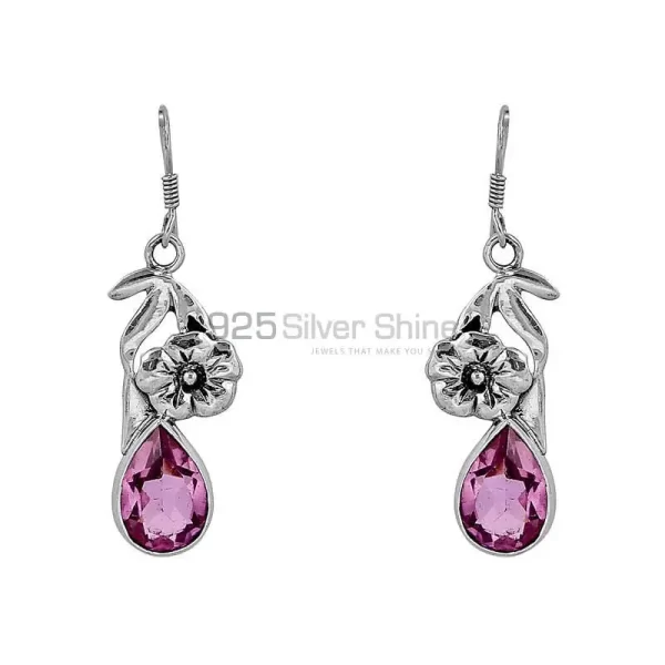 Pink Amethyst Gemstone earring In 925 Sterling Silver Jewelry 925SE85