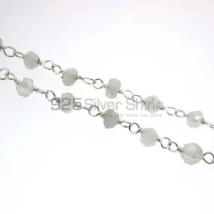 Rainbow moonstone rosary chain. "Wire Wrapped 1 Feet Roll Chain" 925RC239