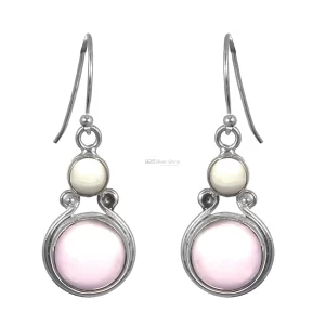 Rose Quartz Gemstone earrings In Sterling Silver Jewelry 925SE169