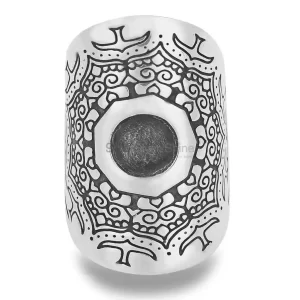 Scared Dark Moon Mandala Ring Of The Lunar Face In Sterling Silver 925MR112
