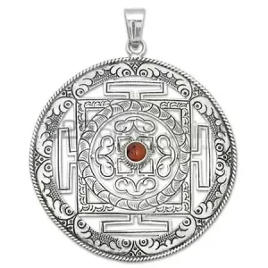 Scared Temple Mandala Pendant In Fine Silver 925MN106