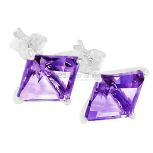Semi Precious Amethyst Gemstone earrings In 925 Sterling Silver 925SE625