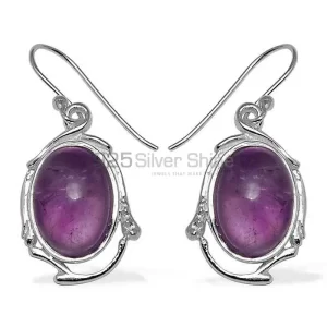 Semi Precious Amethyst Gemstone earrings In 925 Sterling Silver 925SE783