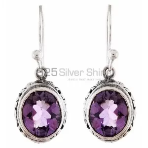 Semi Precious Amethyst Gemstone earrings In Solid 925 Silver 925SE1172