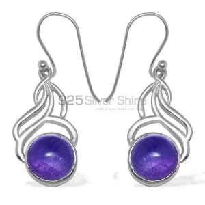 Semi Precious Amethyst Gemstone earrings Manufacturer In 925 Sterling Silver Jewelry 925SE816