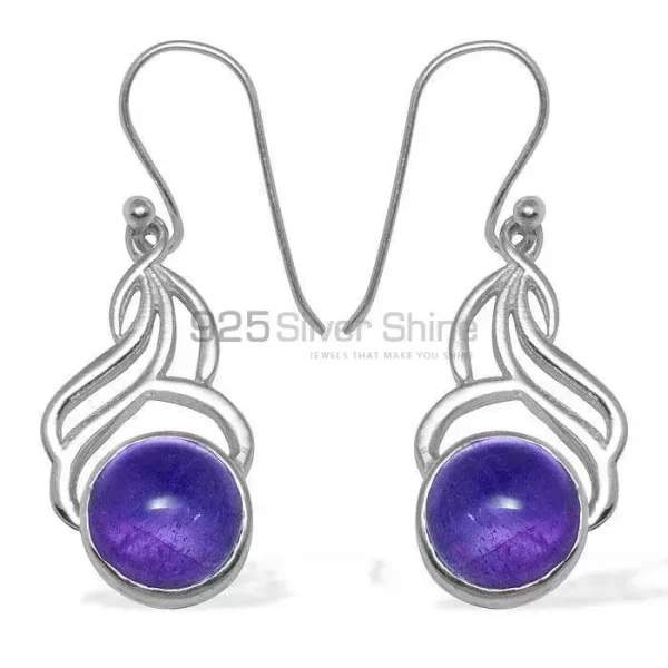 Semi Precious Amethyst Gemstone earrings Manufacturer In 925 Sterling Silver Jewelry 925SE816