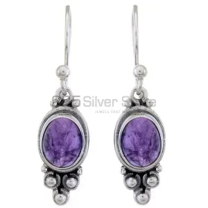 Semi Precious Amethyst Gemstone earrings Wholesaler In 925 Sterling Silver Jewelry 925SE1193