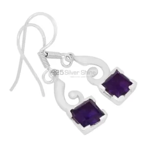 Semi Precious Amethyst Gemstone earrings Wholesaler In 925 Sterling Silver Jewelry 925SE570