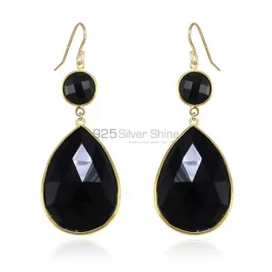 Semi Precious Black Onyx Gemstone earrings Exporters In 925 Sterling Silver Jewelry 925SE1874
