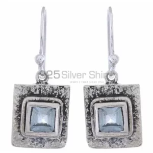 Semi Precious Blue Topaz Gemstone earrings Exporters In 925 Sterling Silver Jewelry 925SE1199