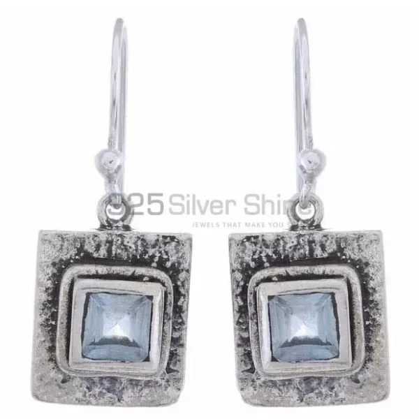 Semi Precious Blue Topaz Gemstone earrings Exporters In 925 Sterling Silver Jewelry 925SE1199