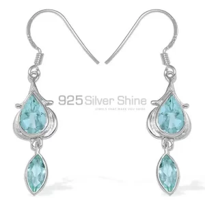 Semi Precious Blue Topaz Gemstone earrings In 925 Sterling Silver 925SE1099