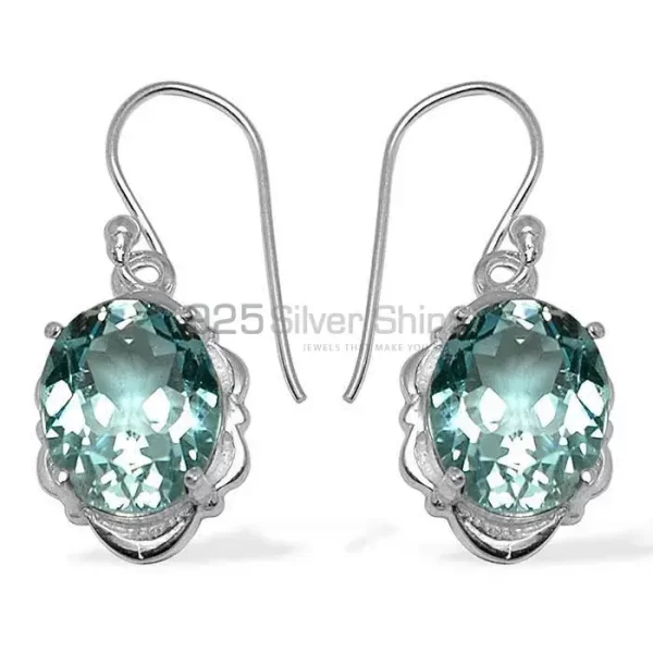 Semi Precious Blue Topaz Gemstone earrings In Fine 925 Sterling Silver 925SE789