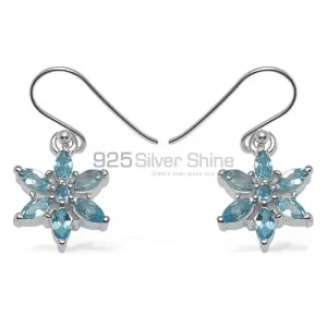 Semi Precious Blue Topaz Gemstone earrings In Solid 925 Silver 925SE707