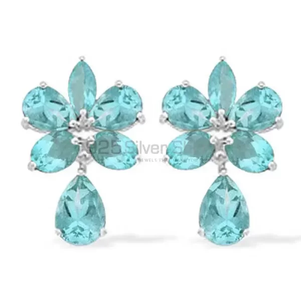 Semi Precious Blue Topaz Gemstone earrings In Solid 925 Silver 925SE944