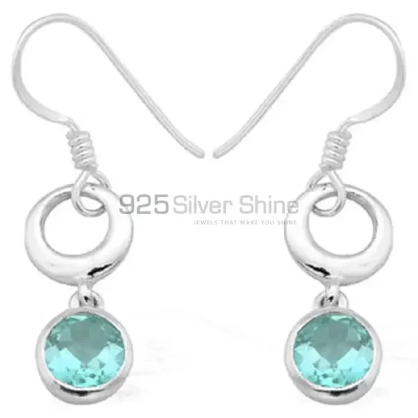 Semi Precious Blue Topaz Gemstone earrings Manufacturer In 925 Sterling Silver Jewelry 925SE974