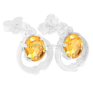Semi Precious Citrine Gemstone earrings Suppliers In 925 Sterling Silver Jewelry 925SE415