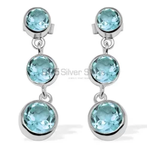 Semi Precious Blue Topaz Gemstone earrings Wholesaler In 925 Sterling Silver Jewelry 925SE1123