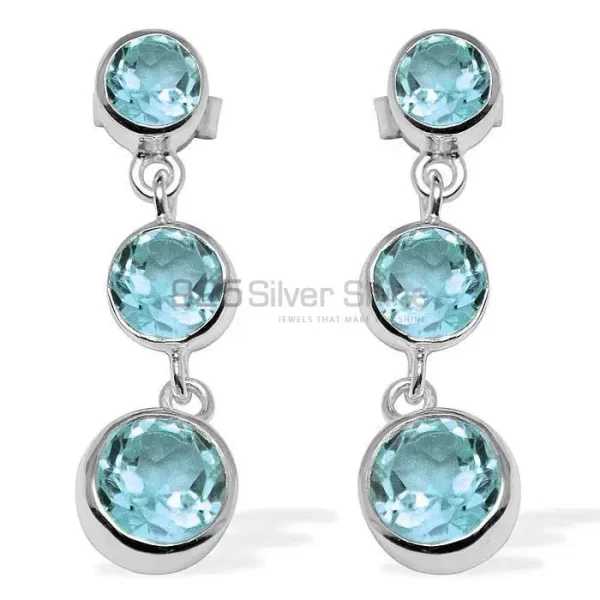 Semi Precious Blue Topaz Gemstone earrings Wholesaler In 925 Sterling Silver Jewelry 925SE1123