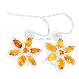 Semi Precious Citrine Gemstone earrings Exporters In 925 Sterling Silver Jewelry 925SE497