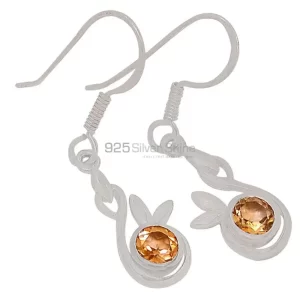 Semi Precious Citrine Gemstone earrings In Fine 925 Sterling Silver 925SE394
