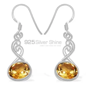 Semi Precious Citrine Gemstone earrings In Solid 925 Silver 925SE1102