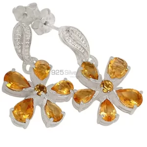 Semi Precious Citrine Gemstone earrings In Solid 925 Silver 925SE391