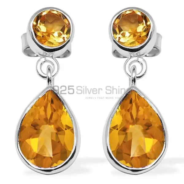 Semi Precious Citrine Gemstone earrings Manufacturer In 925 Sterling Silver Jewelry 925SE1132