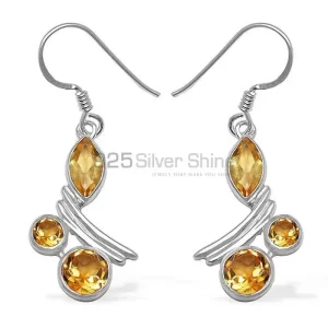 Semi Precious Citrine Gemstone earrings Wholesaler In 925 Sterling Silver Jewelry 925SE1044