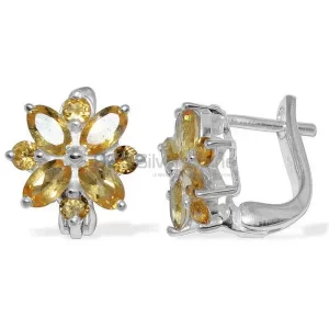 Semi Precious Citrine Gemstone earrings Wholesaler In 925 Sterling Silver Jewelry 925SE886
