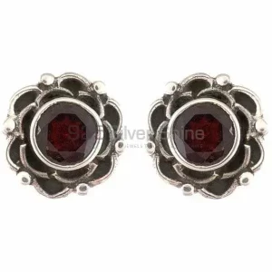 Semi Precious Garnet Gemstone earrings In 925 Sterling Silver 925SE1169