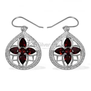 Semi Precious Garnet Gemstone earrings In Fine 925 Sterling Silver 925SE947