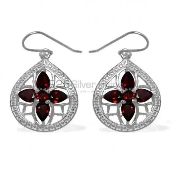 Semi Precious Garnet Gemstone earrings In Fine 925 Sterling Silver 925SE947