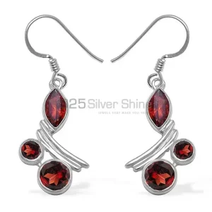 Semi Precious Garnet Gemstone earrings Suppliers In 925 Sterling Silver Jewelry 925SE1047
