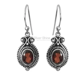 Semi Precious Garnet Gemstone earrings Wholesaler In 925 Sterling Silver Jewelry 925SE1351