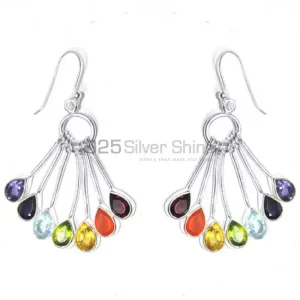 Semi Precious Gemstone Chakra earring With Sterling Silver SSCE109