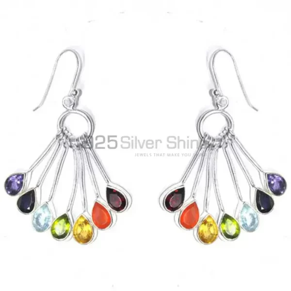 Semi Precious Gemstone Chakra earring With Sterling Silver SSCE109