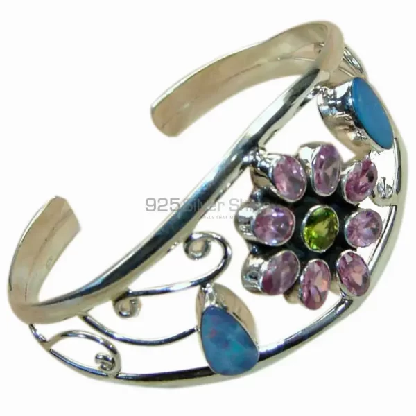 Semi Precious Gemstone Cuff Bangles In 925 Sterling Silver Jewelry
