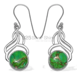Green Copper Turquoise Gemstone earrings Suppliers In 925 Sterling Silver Jewelry 925SE810