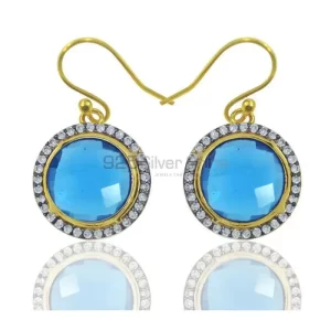 Semi Precious Hydro Blue Topaz Gemstone earrings In 925 Sterling Silver 925SE2002