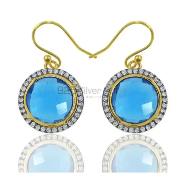 Semi Precious Hydro Blue Topaz Gemstone earrings In 925 Sterling Silver 925SE2002