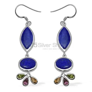 Semi Precious Multi Gemstone earrings Exporters In 925 Sterling Silver Jewelry 925SE1050