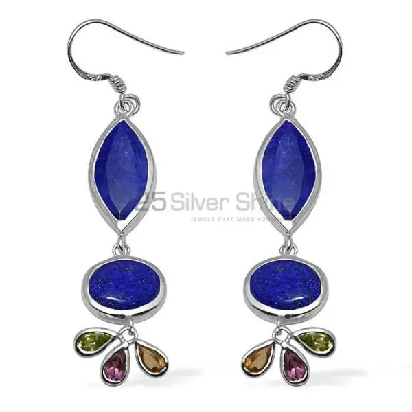 Semi Precious Multi Gemstone earrings Exporters In 925 Sterling Silver Jewelry 925SE1050