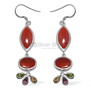 Semi Precious Multi Gemstone earrings Manufacturer In 925 Sterling Silver Jewelry 925SE1053