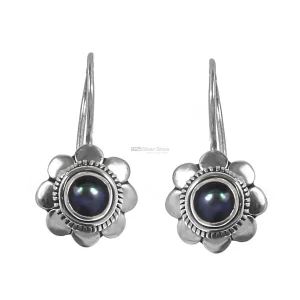 Semi Precious Pearl Gemstone earrings In Solid 925 Silver 925SE233