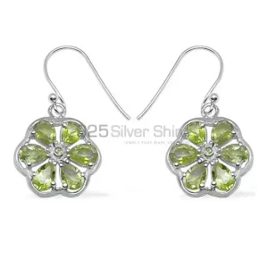 Semi Precious Peridot Gemstone earrings In 925 Sterling Silver 925SE704