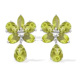 Semi Precious Peridot Gemstone earrings In 925 Sterling Silver 925SE941