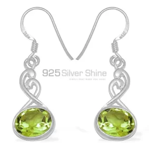 Semi Precious Peridot Gemstone earrings In Fine 925 Sterling Silver 925SE1105