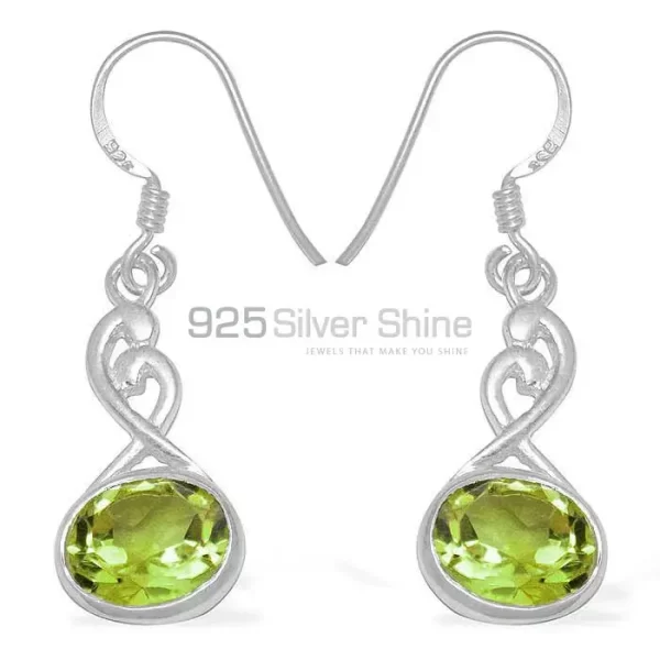 Semi Precious Peridot Gemstone earrings In Fine 925 Sterling Silver 925SE1105