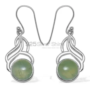 Semi Precious Prehnite Gemstone earrings Exporters In 925 Sterling Silver Jewelry 925SE813